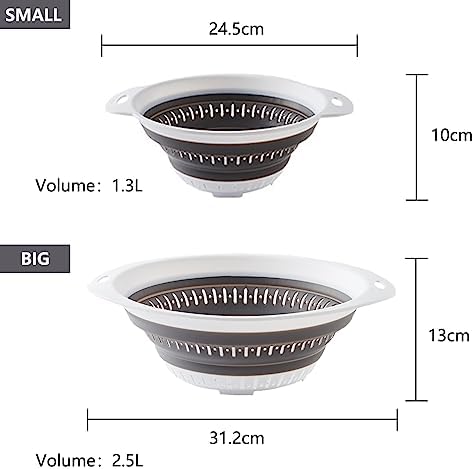Collapsible Colander Strainer Set Blue Kitchen Essentials - 13L 25L Capacity