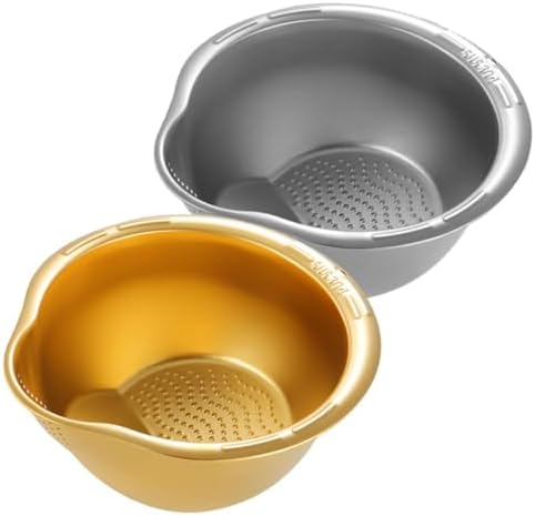 2-Piece Rice Washer Strainer Bowl Set for Kitchen Use