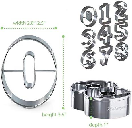 Bakerpan 9 Piece Number Cookie Cutters Set Stainless Steel Durable dishwasher safe