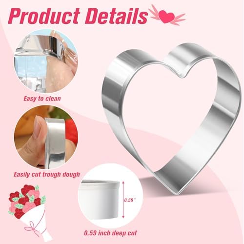 Valentines Day Cookie Cutters 8 Pcs Heart Shapes Stainless Steel Biscuit Molds