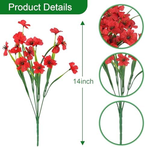 Hananona 14 Red Outdoor Artificial Flowers