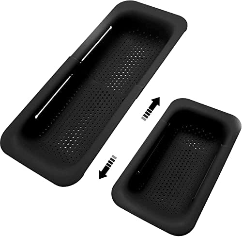 Collapsible Plastic Kitchen Colander Black