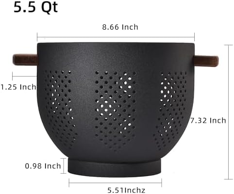 Sturdy Metal Colander with Wooden Handle for Kitchen Use