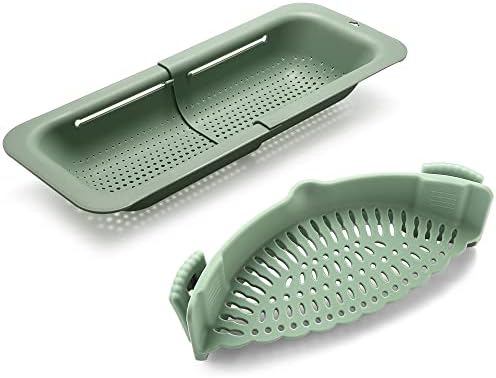 Adjustable Colander Easy Drain and Dry 145-195-inch Collapsible