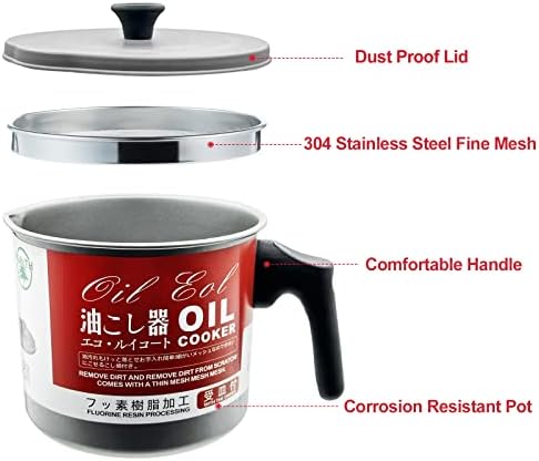 PARACITY 12L Bacon Grease Container with Fine Strainer Dust-Proof Lid