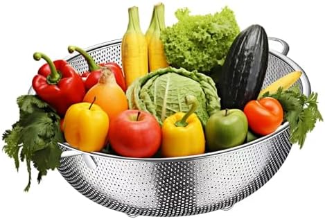 Reliable stainless steel colander for pasta vegetables and more