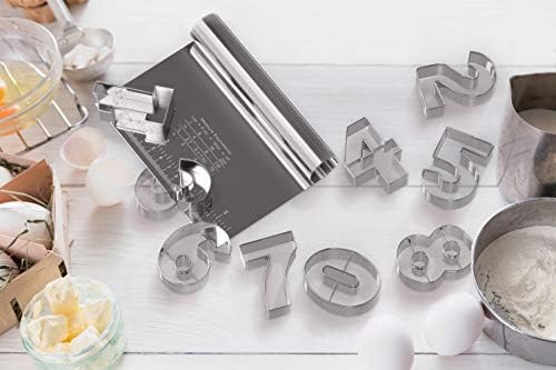 Bakerpan 9 Piece Number Cookie Cutters Set Stainless Steel Durable dishwasher safe