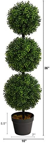 Stunning 3ft Artificial Triple Ball Boxwood Topiary IndoorOutdoor