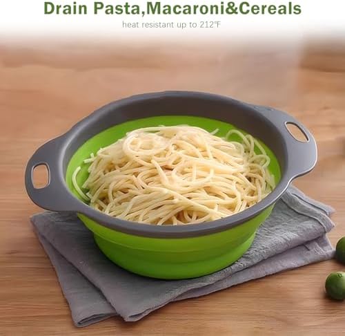 Enhance Your Cooking Effortlessly with WHZHAOI Collapsible Colander Set of 2 Green