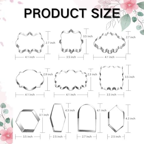 Large Plaque Cookie Cutter Set 10 Piece 4 Inch Dishwasher Safe