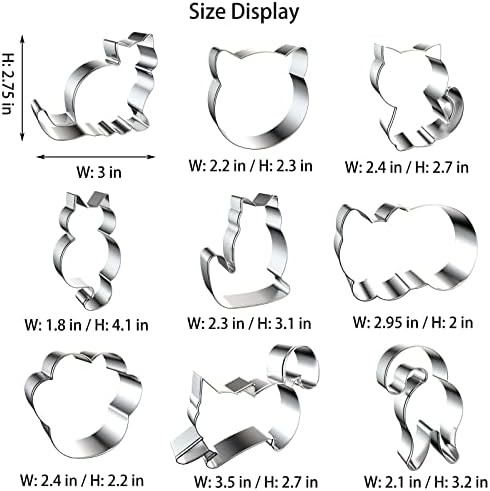 9-Piece Cat Cookie Cutters Set for Baking Crafts