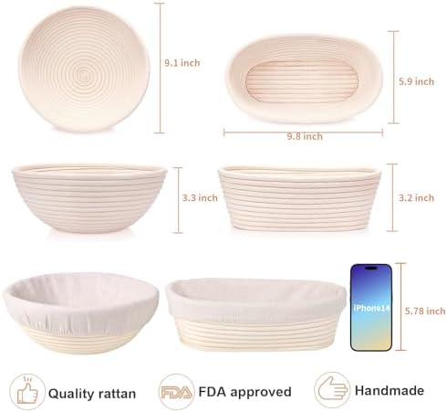 Homedisiac Banneton Bread Proofing Basket Set