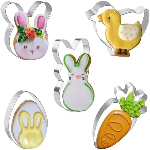 Easter Cookie Cutters Set - 5pc Safe Fun for Kids Adults
