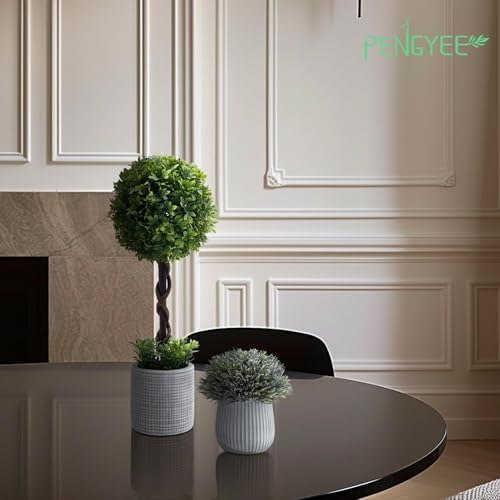 3-Pack Fake Artificial Boxwood Topiary Trees for Home Outdoor Use