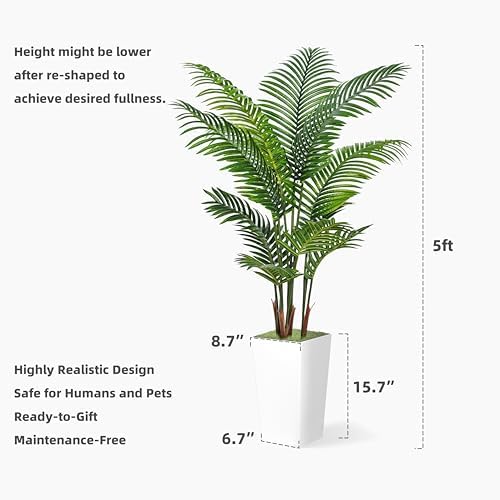 5FT Fake Palm Tree White Fake Tree with Pot