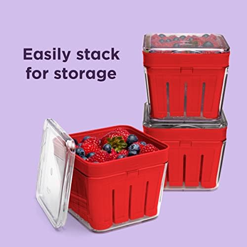 Chefn Bramble Berry Basket Colander 1-Quart Cherry