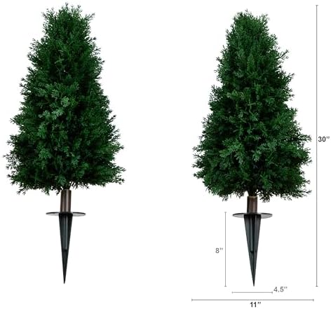 Nearly Natural 25ft UV-Resistant Artificial Cedar with Stake Set of 2
