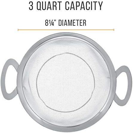 Durable 3 Quart mesh Strainer Basket for Kitchen Use