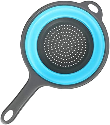 ddLUCKErgonomic Space-Saving Collapsible Silicone Strainer with Handle for Pasta Veggies