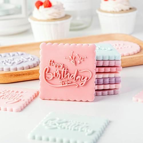 YANGSHINE Happy Birthday Cookie Cutters 3D Embosser for Kids and Adults