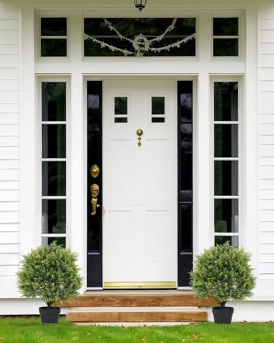 The Bloom Times 2ft Artificial Topiary Ball Trees Outdoor Set of 2