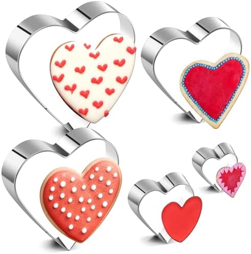 Patelai 5PCS Heart Shape Cookie Cutter Set Stainless Steel