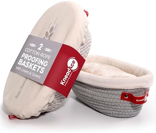 KNEADACE Cotton Bread Proofing Basket Set 2x Oval