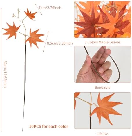WHOA 20PCS MAPLE LEAVES DECORATION WITH STEM FOR HOME