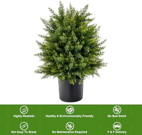 2-Piece Artificial Cedar Topiary Ball Tree 215