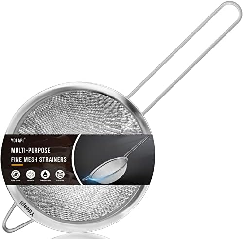 63 Fine Mesh Strainer with Handle Premium Stainless Steel for Kitchen Use