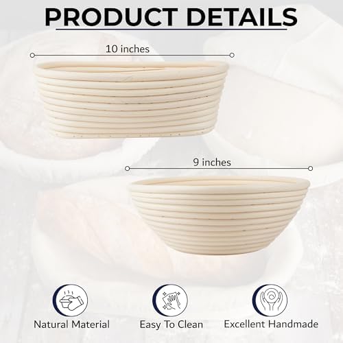 GAZEMO BAnneton Proofing Basket Set - 10 9 Oval Round