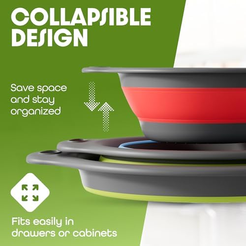 Collapsible Colanders Set - Self-Draining Kitchen Strainers 4PC
