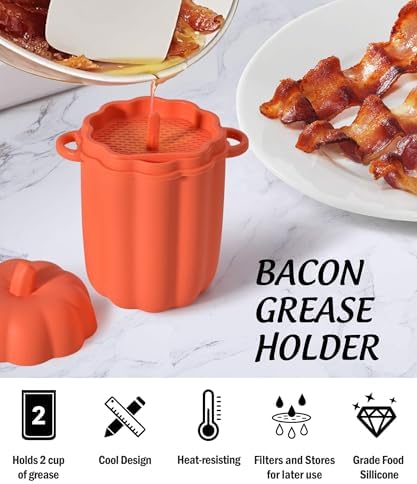 Bacon Grease Strainer Bin silicone heat resistant multipurpose kitchen tool fun family-friendly