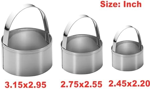 3-Piece Round Biscuit Cutter Set stainless steel with Handle