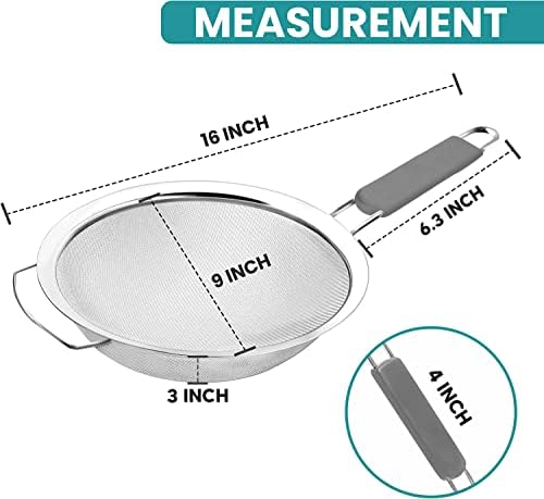 10 Inch Stainless Steel Strainer with Heat-Resistant Handle