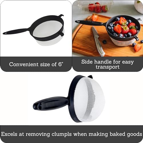 IMUSA 6-Inch Plastic Strainer Black Durable Design GRIDlock-free 6-Inch Strainer