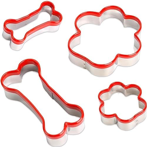 4-Pack Dog Bone and Paw Cookie Cutters Set