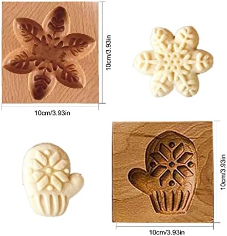 SNOOSZ Christmas Wooden Cookie Molds - Unique Gingerbread Snowflake Cookies