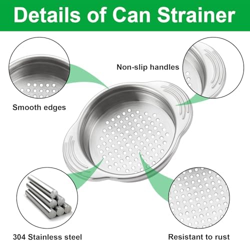 Classy 2-Piece Metal Tuna Can Strainer Stainless Steel for Home Kitchen