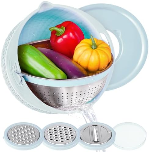 4 in 1 Colander Set with Mixing Bowl Unique Design Blue Kitchen Essential