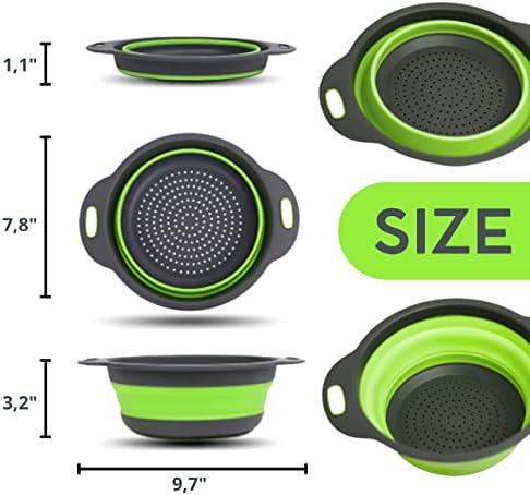 Effortlessly Draining silicone collapsible colander with Handle