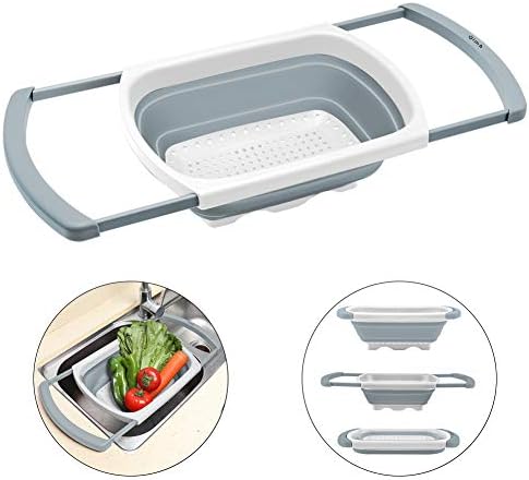 QiMH Collapsible Colander Over the Sink Silicone Kitchen Strainer