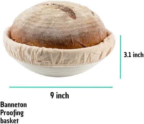 9 Inch Round Bread Banneton Proofing Basket With Liner 1