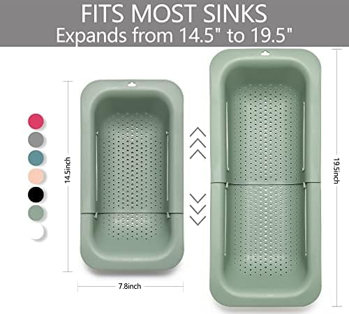 Adjustable Colander Easy Drain and Dry 145-195-inch Collapsible