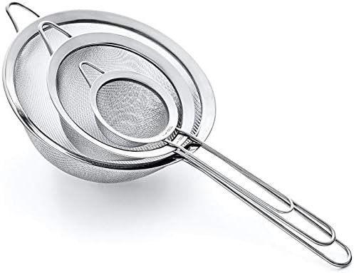 Premium 304 Stainless Steel Strainer Set - 33 55 8 Fine Mesh