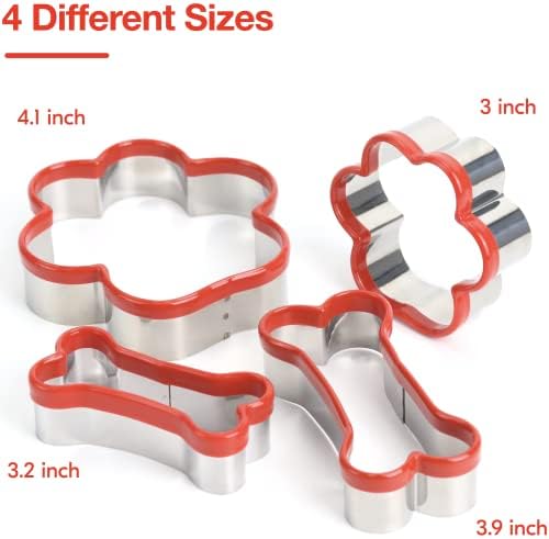 4-Pack Dog Bone and Paw Cookie Cutters Set
