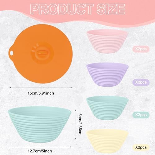 Sourdough Proofing Basket - 5 Round Silicone Baking Tools for Beginners