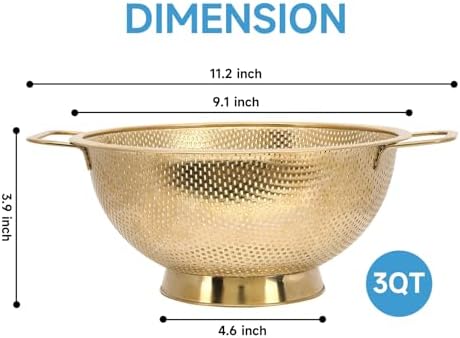 Stainless Steel Gold Strainer with Handle for Kitchen Use