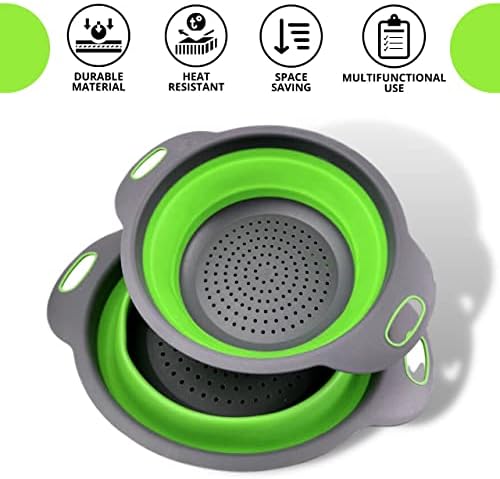 Effortlessly Draining silicone collapsible colander with Handle