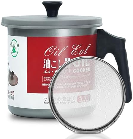 PARACITY 12L Bacon Grease Container with Fine Strainer Dust-Proof Lid